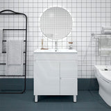 750mm Premium MDF Gloss White Freestanding Bathroom Vanity with Left/Right Hand Drawers