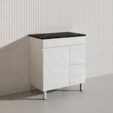 Macho 750mm Premium MDF Gloss White Freestanding Bathroom Vanity with Left/Right Hand Drawers