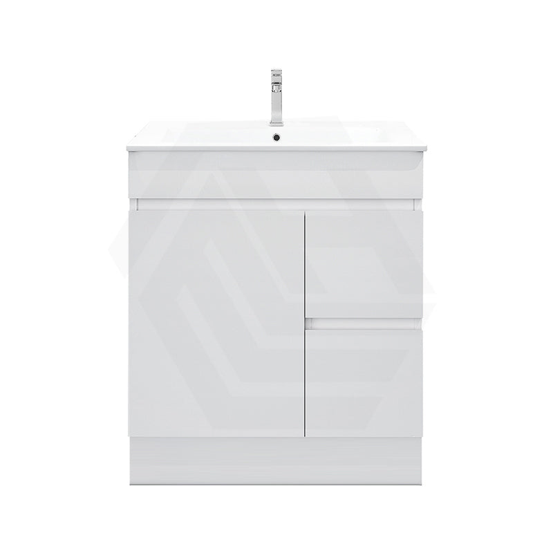 750mm Premium MDF Gloss White Freestanding Bathroom Vanity with Left/Right Hand Drawers