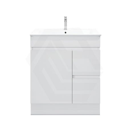 750mm Premium MDF Gloss White Freestanding Bathroom Vanity with Left/Right Hand Drawers