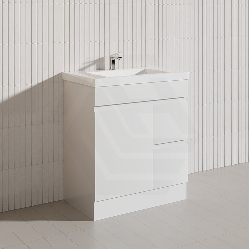 Macho 750mm Premium MDF Gloss White Freestanding Bathroom Vanity with Left/Right Hand Drawers