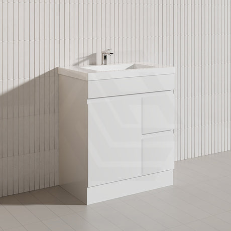 Macho 750mm Premium MDF Gloss White Freestanding Bathroom Vanity with Left/Right Hand Drawers