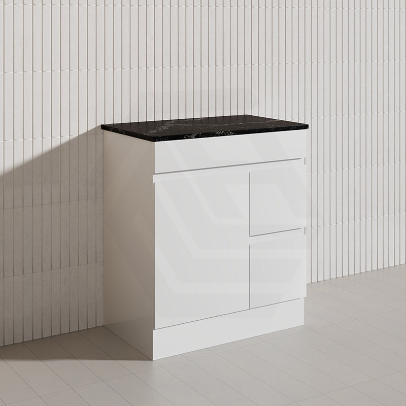 Macho 750mm Premium MDF Gloss White Freestanding Bathroom Vanity with Left/Right Hand Drawers