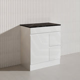 Macho 750mm Premium MDF Gloss White Freestanding Bathroom Vanity with Left/Right Hand Drawers