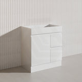 Macho 750mm Premium MDF Gloss White Freestanding Bathroom Vanity with Left/Right Hand Drawers