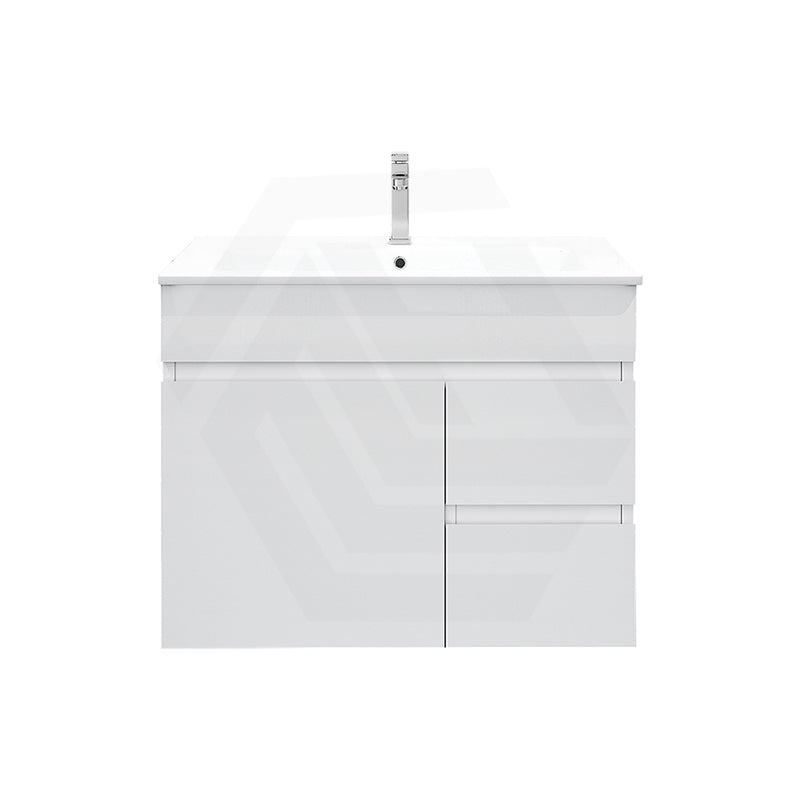 750mm Premium MDF Gloss White Wall Hung Vanity with Left/Right Hand Drawers