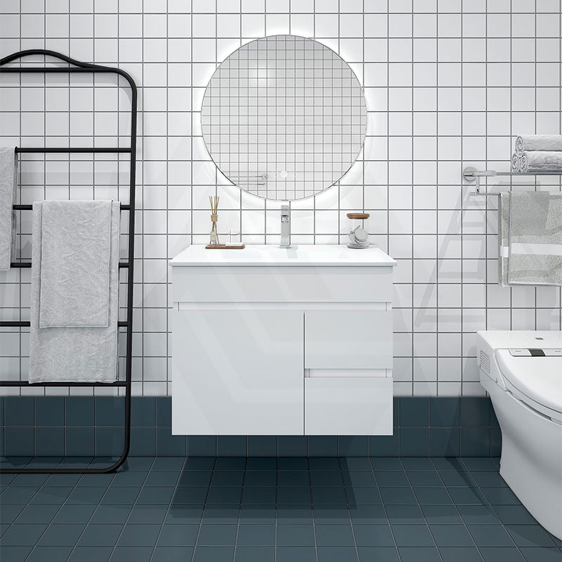 750mm Premium MDF Gloss White Wall Hung Vanity with Left/Right Hand Drawers