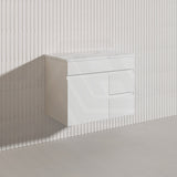Macho 750mm Premium MDF Gloss White Wall Hung Vanity with Left/Right Hand Drawers