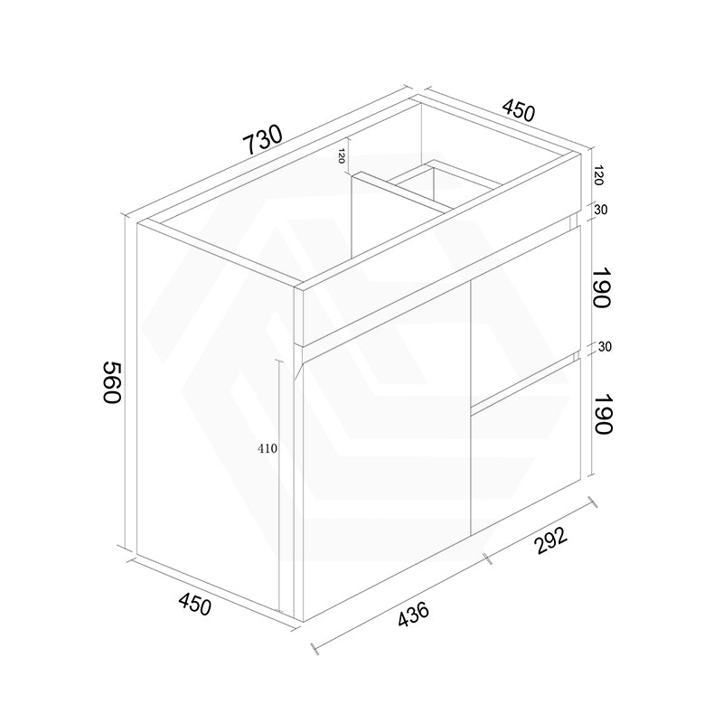 750mm Premium MDF Gloss White Wall Hung Vanity with Left/Right Hand Drawers