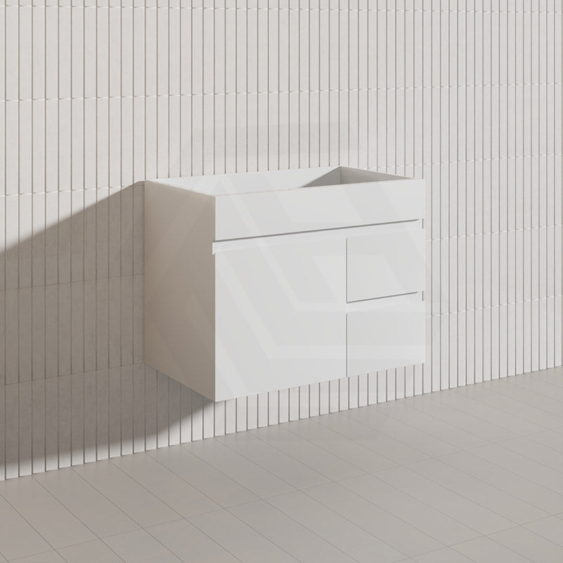Macho 750mm Premium MDF Gloss White Wall Hung Vanity with Left/Right Hand Drawers