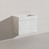 Macho 750mm Premium MDF Gloss White Wall Hung Vanity with Left/Right Hand Drawers