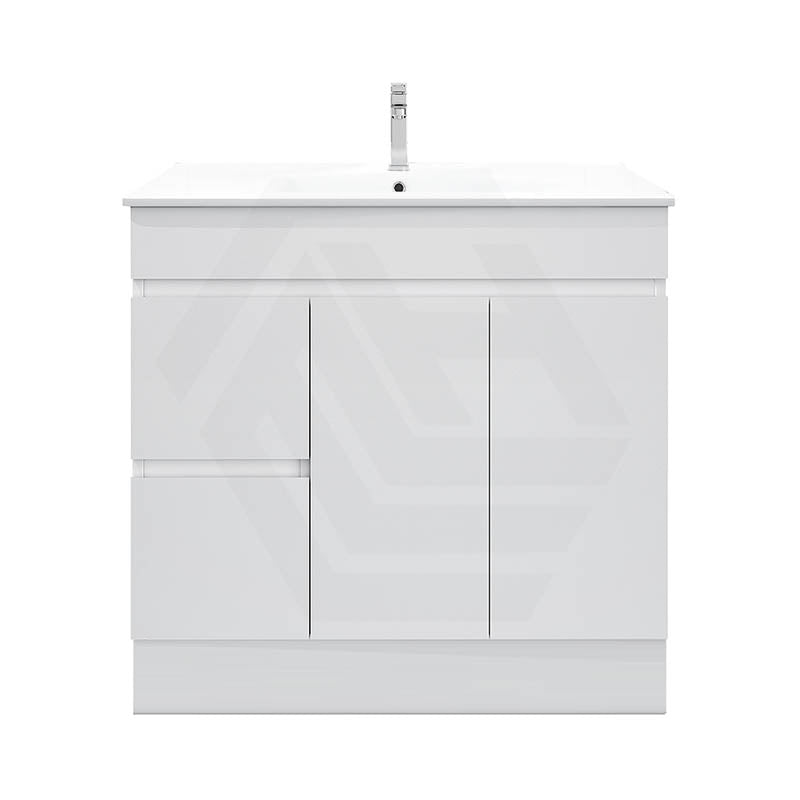 900mm MACHO Narrow Premium MDF Gloss White Freestanding Vanity with Left/Right Drawers
