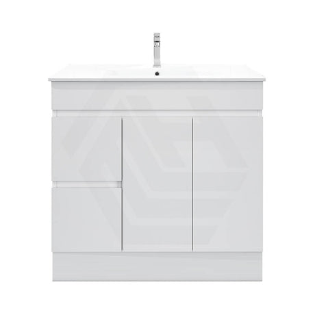 900mm MACHO Narrow Premium MDF Gloss White Freestanding Vanity with Left/Right Drawers