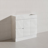 Macho 900mm Narrow Premium MDF Gloss White Freestanding Vanity with Left/Right Hand Drawers