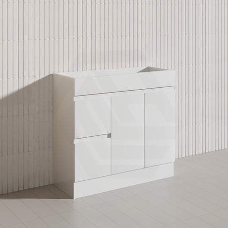 Macho 900mm Narrow Premium MDF Gloss White Freestanding Vanity with Left/Right Hand Drawers