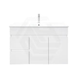 Macho 900mm Narrow Premium MDF Gloss White Wall Hung Vanity with Left/Right Hand Drawers