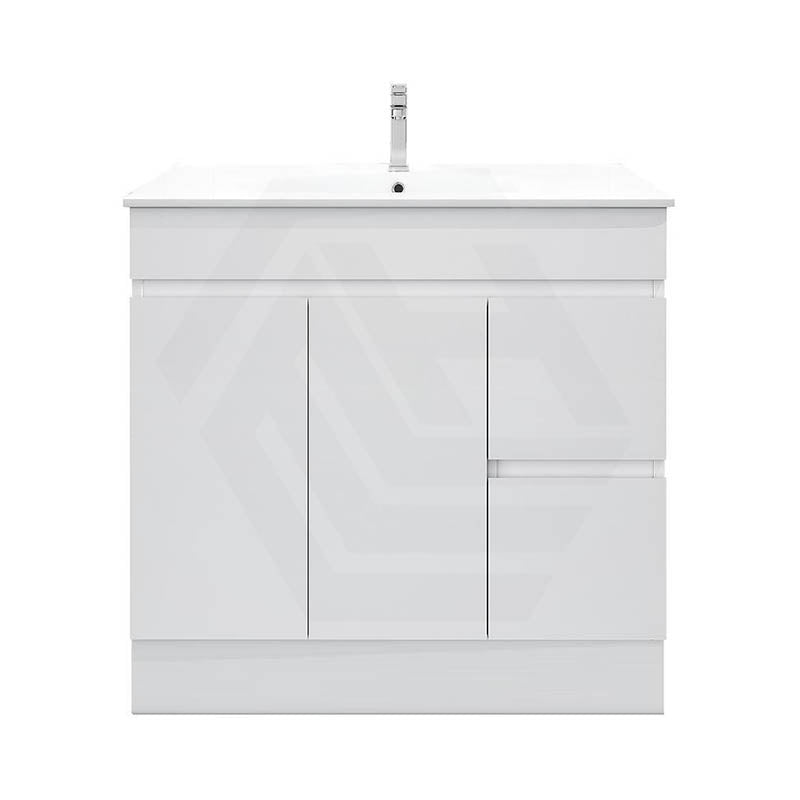 900mm MACHO Narrow Premium MDF Gloss White Freestanding Vanity with Left/Right Drawers