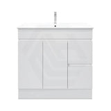 900mm MACHO Narrow Premium MDF Gloss White Freestanding Vanity with Left/Right Drawers