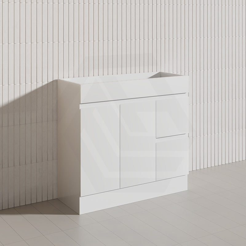 Macho 900mm Narrow Premium MDF Gloss White Freestanding Vanity with Left/Right Hand Drawers