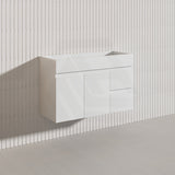 Macho 900mm Narrow Premium MDF Gloss White Wall Hung Vanity with Left/Right Hand Drawers
