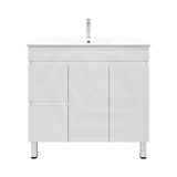 900mm Premium MDF Gloss White Freestanding Bathroom Vanity with Left/Right Hand Drawers