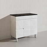 Macho 900mm Premium MDF Gloss White Freestanding Bathroom Vanity with Left/Right Hand Drawers