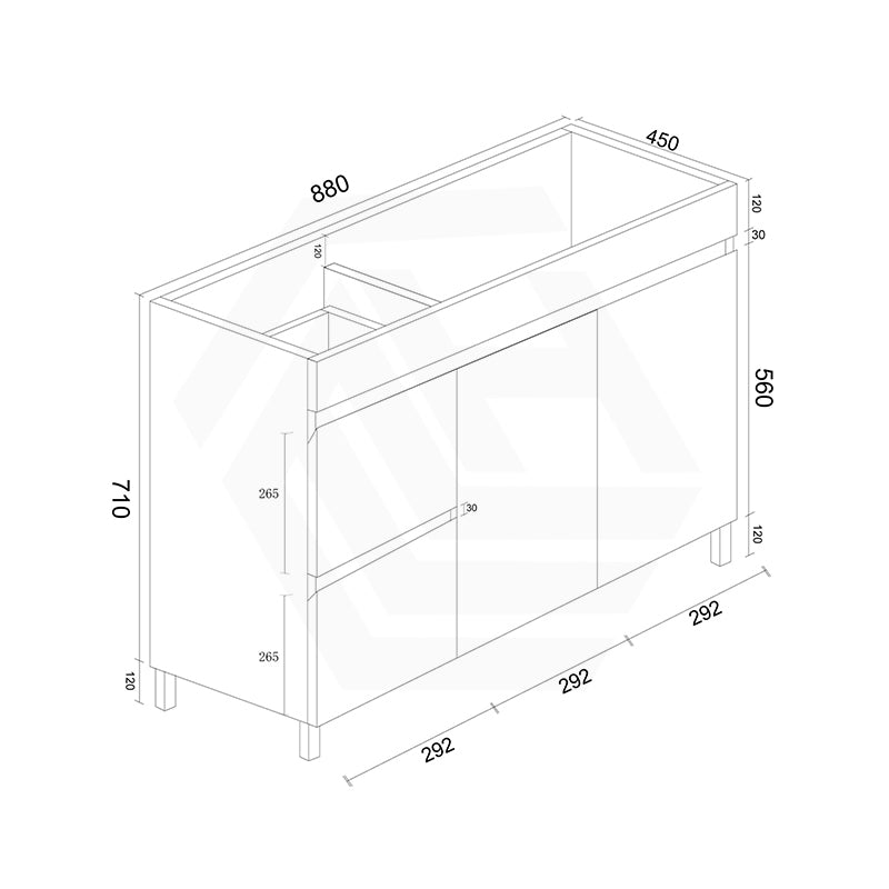 900mm Premium MDF Gloss White Freestanding Bathroom Vanity with Left/Right Hand Drawers