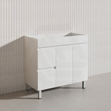 Macho 900mm Premium MDF Gloss White Freestanding Bathroom Vanity with Left/Right Hand Drawers