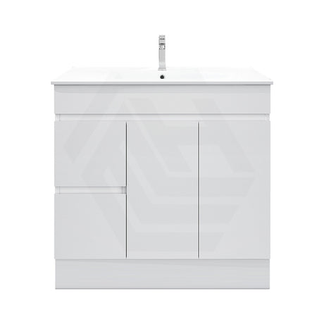 900mm Premium MDF Gloss White Freestanding Bathroom Vanity with Left/Right Hand Drawers