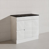 Macho 900mm Premium MDF Gloss White Freestanding Bathroom Vanity with Left/Right Hand Drawers