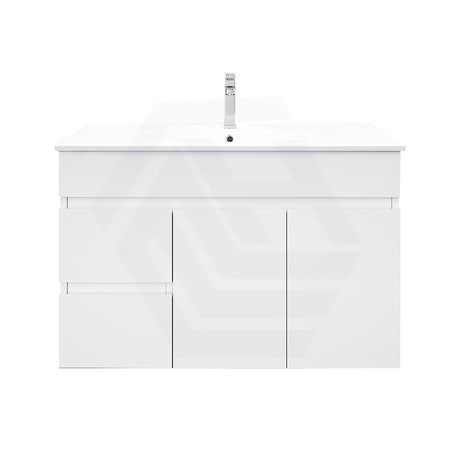 900mm Premium MDF Gloss White Wall Hung Vanity with Left/Right Hand Drawers