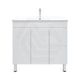 900mm Premium MDF Gloss White Freestanding Bathroom Vanity with Left/Right Hand Drawers