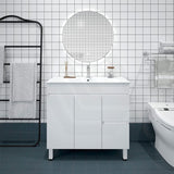 900mm Premium MDF Gloss White Freestanding Bathroom Vanity with Left/Right Hand Drawers