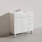 Macho 900mm Premium MDF Gloss White Freestanding Bathroom Vanity with Left/Right Hand Drawers
