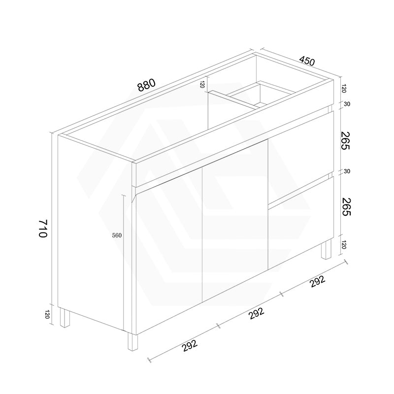 900mm Premium MDF Gloss White Freestanding Bathroom Vanity with Left/Right Hand Drawers