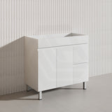 Macho 900mm Premium MDF Gloss White Freestanding Bathroom Vanity with Left/Right Hand Drawers