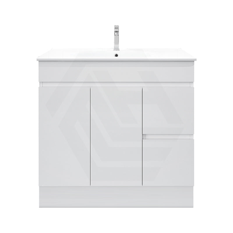 900mm Premium MDF Gloss White Freestanding Bathroom Vanity with Left/Right Hand Drawers