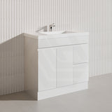 Macho 900mm Premium MDF Gloss White Freestanding Bathroom Vanity with Left/Right Hand Drawers
