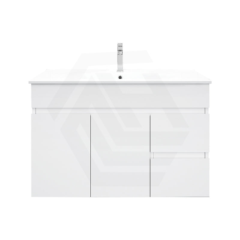 900mm Premium MDF Gloss White Wall Hung Vanity with Left/Right Hand Drawers