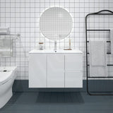 900mm Premium MDF Gloss White Wall Hung Vanity with Left/Right Hand Drawers