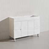 1200mm Freestanding Bathroom Vanity with Legs/Kickboard White PVC Polyurethane Cabinet ONLY & Ceramic Top Available