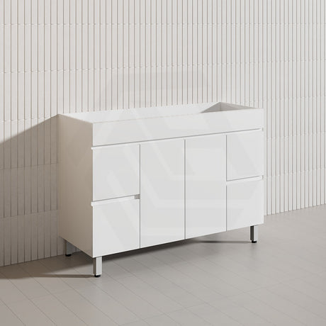 1200mm Freestanding Bathroom Vanity with Legs/Kickboard White PVC Polyurethane Cabinet ONLY & Ceramic Top Available