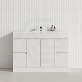 600-1500mm Premium Bathroom Freestanding Vanity Kickboard White PVC Polyurethane Cabinet ONLY & Ceramic Top Available