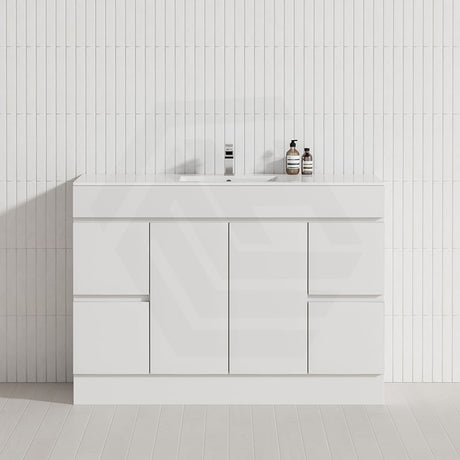 600-1500mm Premium Bathroom Freestanding Vanity Kickboard White PVC Polyurethane Cabinet ONLY & Ceramic Top Available