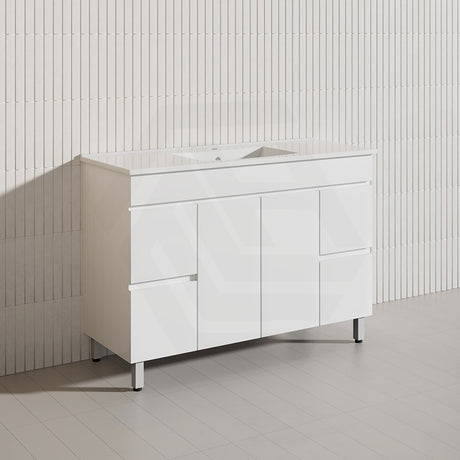 1200mm Freestanding Bathroom Vanity with Legs/Kickboard White PVC Polyurethane Cabinet ONLY & Ceramic Top Available