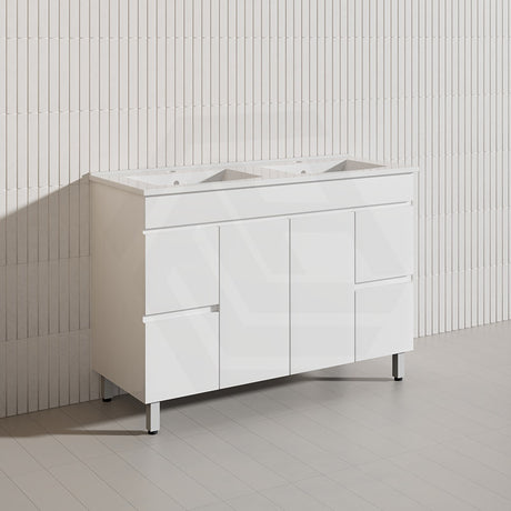 1200mm Freestanding Bathroom Vanity with Legs/Kickboard White PVC Polyurethane Cabinet ONLY & Ceramic Top Available