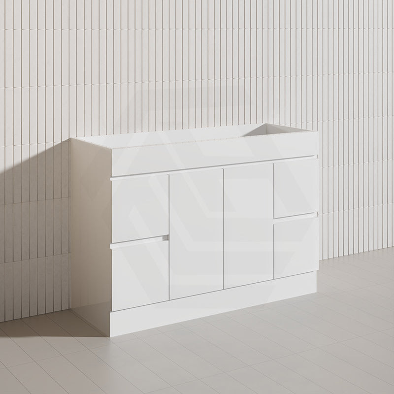 1200mm Freestanding Bathroom Vanity with Legs/Kickboard White PVC Polyurethane Cabinet ONLY & Ceramic Top Available