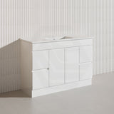 1200mm Freestanding Bathroom Vanity with Legs/Kickboard White PVC Polyurethane Cabinet ONLY & Ceramic Top Available