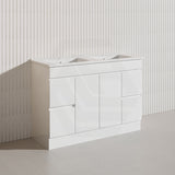 1200mm Freestanding Bathroom Vanity with Legs/Kickboard White PVC Polyurethane Cabinet ONLY & Ceramic Top Available