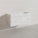 1200mm Bathroom Premium PVC Single/Double Bowls Floating Vanity Wall Hung White Cabinet